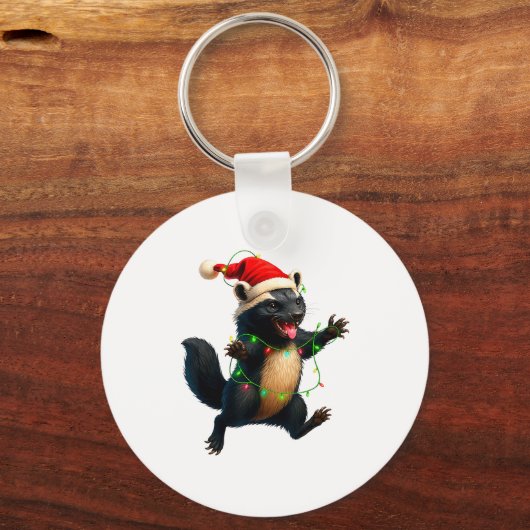 Honey Badger Tree Xmas Lights Santa Honey Badger C Sleutelhanger (Voorkant)