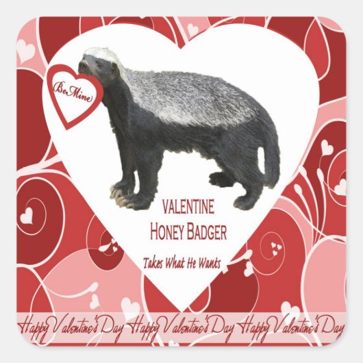 Honey Badger Valentijnsdag Stickers (Voorkant)