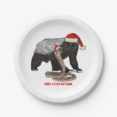 Honey Badger verses Snake Badass Kerstmis Papieren Bordje (Voorkant)