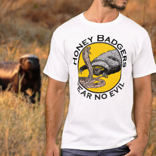Honey Badger verses snake grappige quote T-shirt