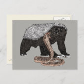 Honey Badger verses snake illustratie Briefkaart (Voorkant / Achterkant)