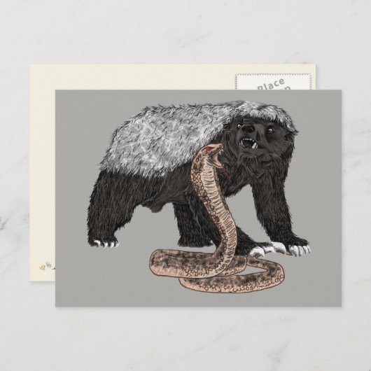 Honey Badger verses snake illustratie Briefkaart (Voorkant / Achterkant)