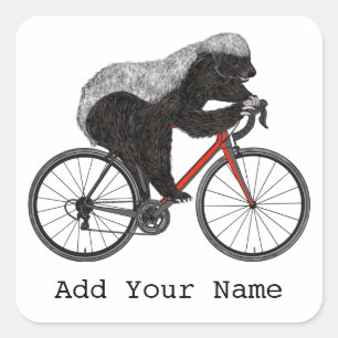 Honey Badger Wielrennen Grappige Ongenadige Wielre Vierkante Sticker