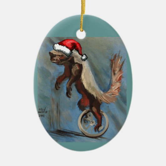 Honey Badger X-mas Keramisch Ornament (Voorkant)