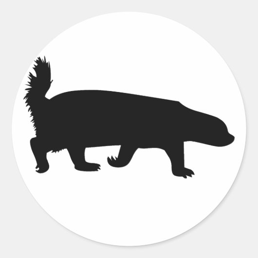 Honey Badger Zwart Ronde Sticker (Voorkant)