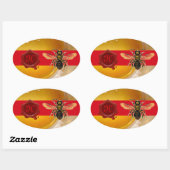HONEY BE RED WAX SEAL MONOGRAM, BEEKEEPER OVALE STICKER (Vel)