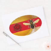 HONEY BE RED WAX SEAL MONOGRAM, BEEKEEPER OVALE STICKER (Envelop)