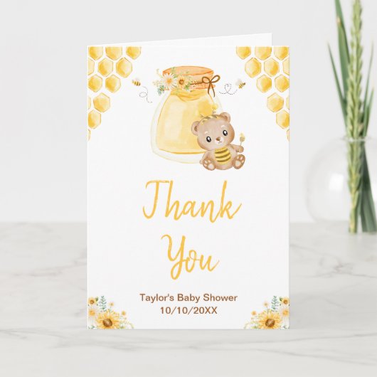 Honey Bear Baby Shower Bedankkaart (Voorkant)