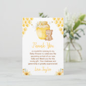 Honey Bear Baby Shower Bedankkaart (Staand voorkant)