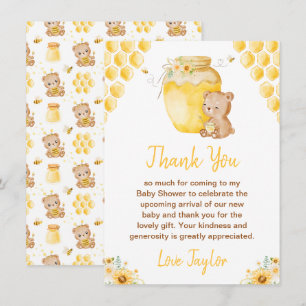 Honey Bear Baby Shower Bedankkaart