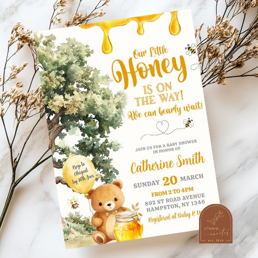 Honey Bear Baby Shower Kaart