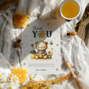 Honey Bear Bee 1e verjaardag geslacht neutrale Bee Bedankkaart