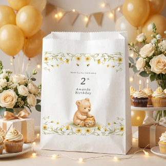 Honey Bear Bloemige Baby Verjaardag Bedankzakje