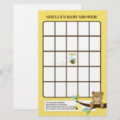 Honey Bear en Bee Baby Shower Bingo Spel (Voorkant / Achterkant)