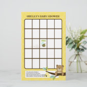 Honey Bear en Bee Baby Shower Bingo Spel (Staand voorkant)