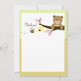 Honey Bear en Bee (Roze) Platte bedankbriefjes Kaart