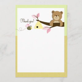 Honey Bear en Bee (Roze) Platte bedankbriefjes Kaart