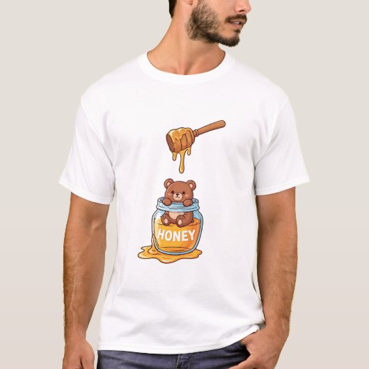 Honey Bear Jar Cute Art T-shirt (Voorkant)