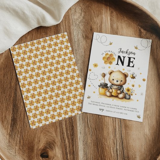 Honey Bee 1e Verjaardag Beer Verjaardag Party Kaart