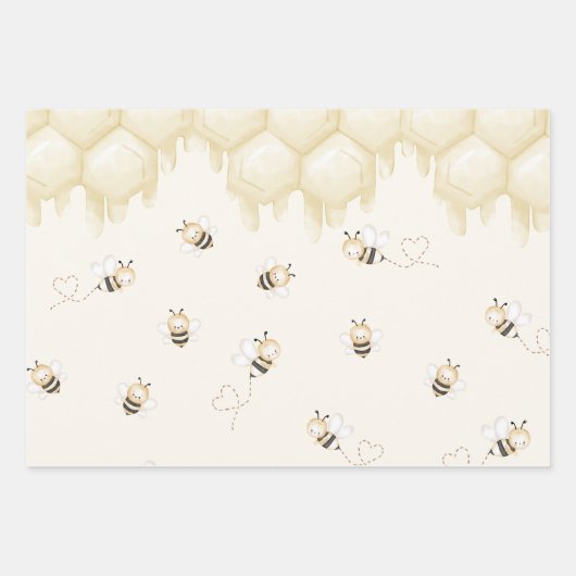 Honey Bee 1e verjaardag Inpakpapier Vel (Voorkant 3)
