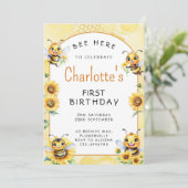 Honey Bee 1e verjaardag Kaart (Staand voorkant)