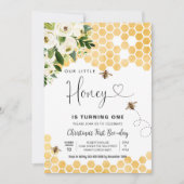 Honey Bee 1st Bee Party Verjaardag Kaart (Voorkant)