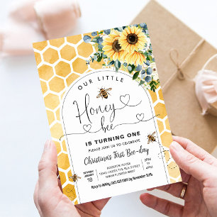 Honey Bee 1st Bee Party Verjaardag Kaart