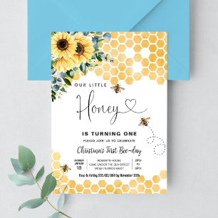 Honey Bee 1st Bee Party Verjaardag Kaart