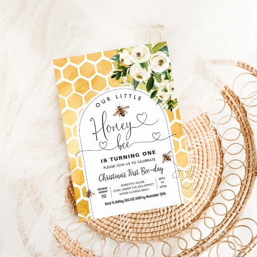 Honey Bee 1st Bee Party Verjaardag Kaart