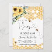 Honey Bee 1st Bee Party Verjaardag Kaart (Voorkant)