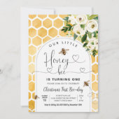 Honey Bee 1st Bee Party Verjaardag Kaart (Voorkant)