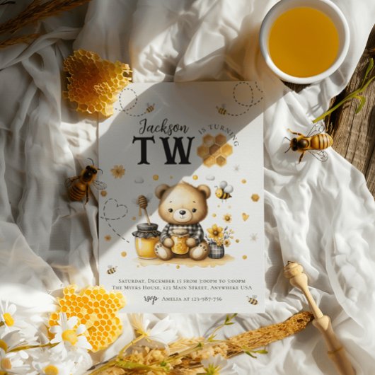 Honey Bee 2e Verjaardag Beer Verjaardag Party Kaart