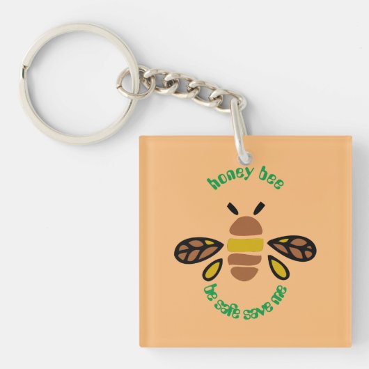 Honey bee acryl sleutelhanger (voorkant)