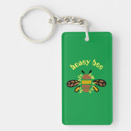 Honey bee acryl-sleutelhanger - groene rechthoek sleutelhanger
