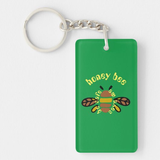 Honey bee acryl-sleutelhanger - groene rechthoek sleutelhanger (Voorkant)