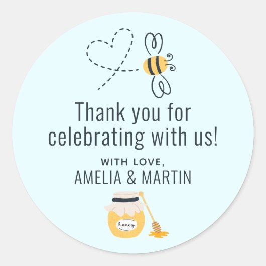 Honey Bee and Honey Pot Dank u Ronde Sticker (Voorkant)