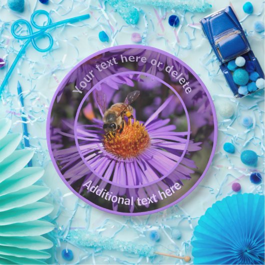 Honey Bee Aster Flower Natuur Gepersonaliseerde Pa Papieren Bordje (Feest)