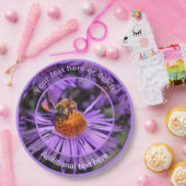 Honey Bee Aster Flower Natuur Gepersonaliseerde Pa Papieren Bordje (Feest)