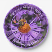 Honey Bee Aster Flower Natuur Gepersonaliseerde Pa Papieren Bordje (Voorkant)