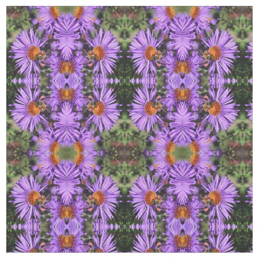 Honey Bee Aster Flower Natuur Pattern Stof (Close Up)
