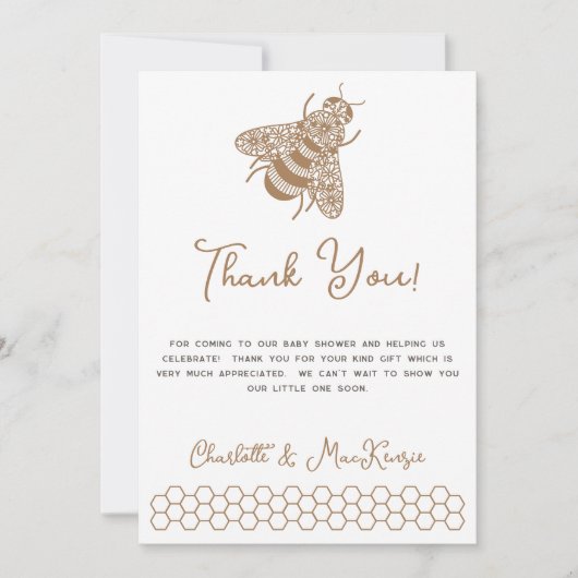 Honey Bee Baby shower Bedankt Card Kaart (Voorkant)