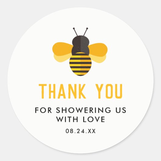 Honey Bee Baby shower Dank u Favor Ronde Sticker (Voorkant)