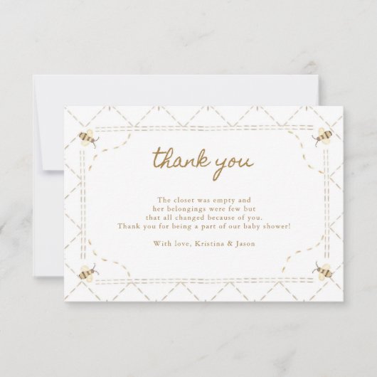 Honey Bee Baby shower Dank u Kaarten (Voorkant)