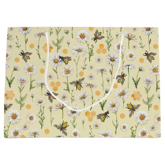 Honey Bee Baby shower Gift Bag | hommelpatroon Groot Cadeauzakje (Voorkant)