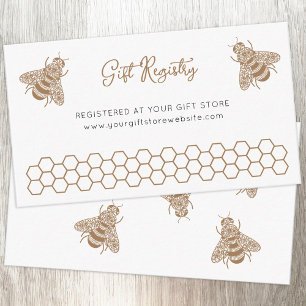 Honey Bee Baby shower Gift Registry Informatiekaartje