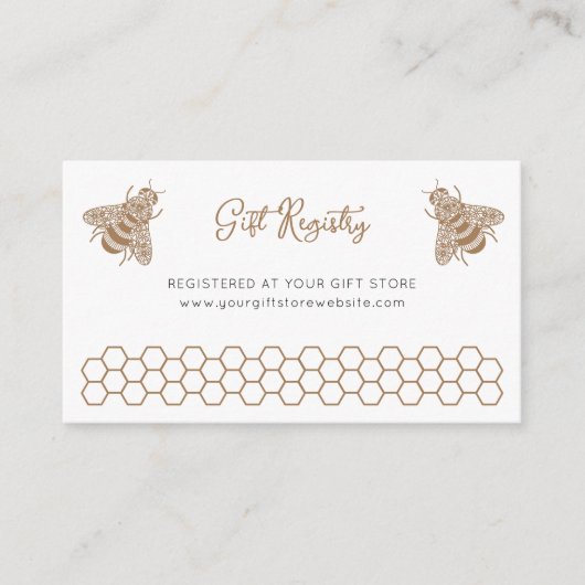 Honey Bee Baby shower Gift Registry Informatiekaartje (Voorkant)