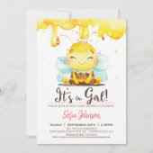 Honey Bee Baby shower Girl Invitation Kaart (Voorkant)