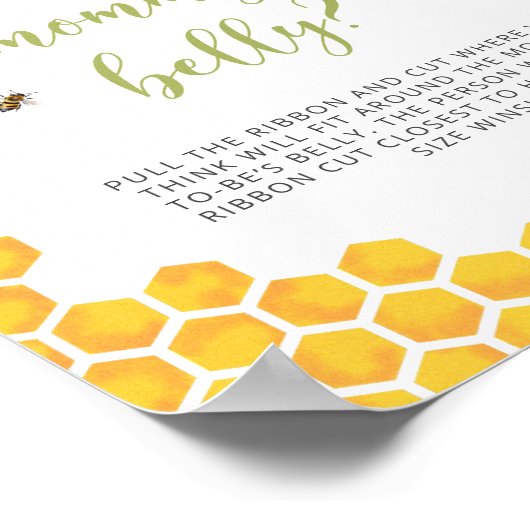Honey Bee Baby shower Hoe groot is mama's buik Poster (Hoek)