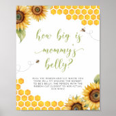 Honey Bee Baby shower Hoe groot is mama's buik Poster (Voorkant)