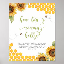 Honey Bee Baby shower Hoe groot is mama's buik Poster